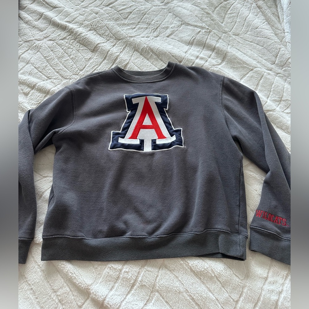University of Arizona UA crewneck sweater, gray, medium